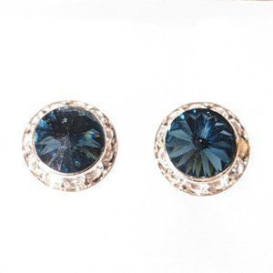 Swarovski Crystal Montana Blue 15MM Stud earrings for dance & pageant
